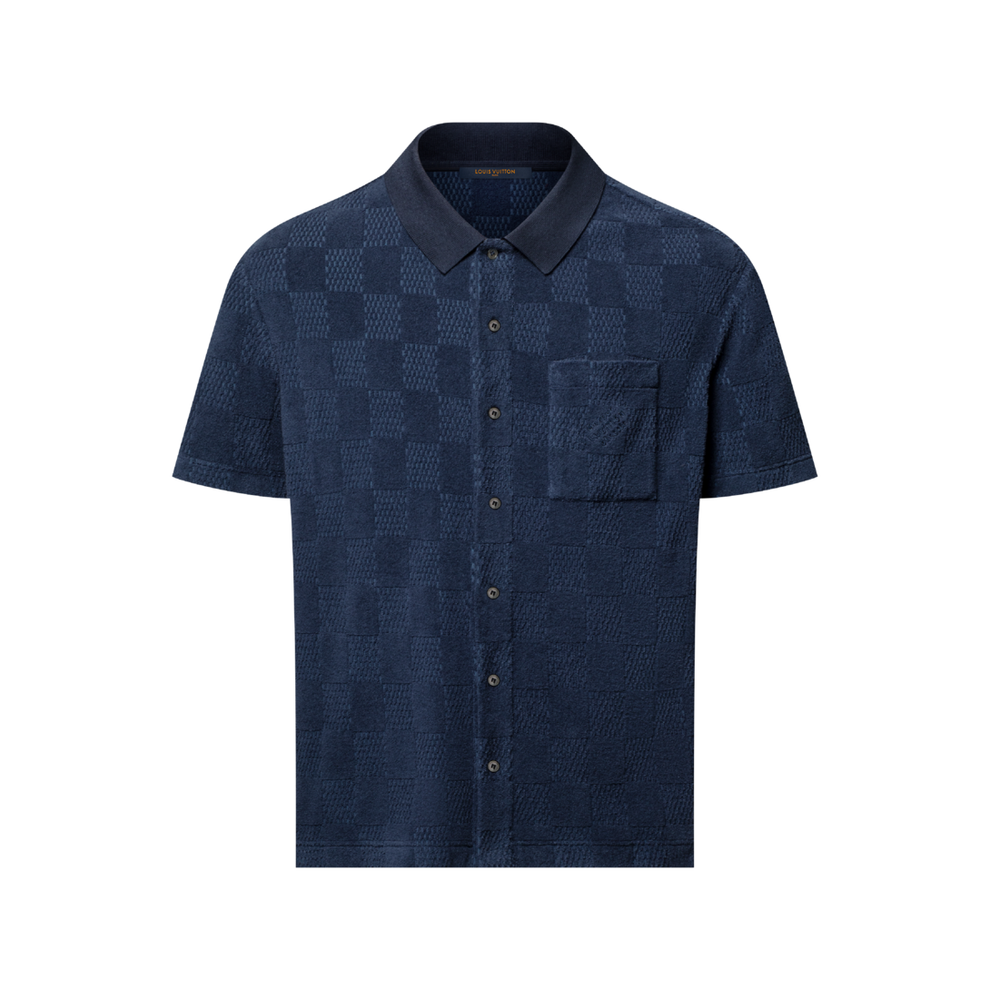Damier French Terry Short-Sleeved Cotton-Blend Shirt - Ready-to